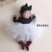 Korean version 2020 new baby girl baby girl princess crawling dress flying sleeve fart jumpsuit skirt set