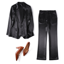 Original hearty temperament acetic acid suit jacket micro-lapped pants suit female 2020 spring 083A