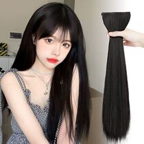 Wig female long hair summer hair volume increase fluffy one-piece incognito invisible simulation patch long straight hair natural hair extension piece
