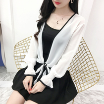 Small shawl with skirt womens summer Joker thin solid color waistcoat short chiffon shirt outside sunscreen cardigan