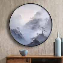 Hand painted oil painting Abstract Painting Landscape Scenery New Chinese Xuan Guan Decoration Painting Zen Chinese Wind Round Hanging Painting Murals