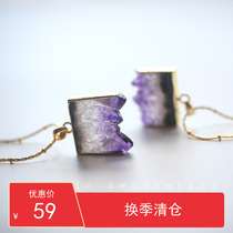 VIA niche design personality ins European and American natural amethyst pendant necklace spring and summer accessories womens sweater chain