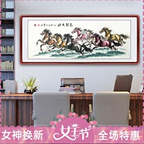 Hand painted Eight Jun Tuan ink painting Living room hanging painting Horse to success Xu Beihong Eight Matu State Painter Office Decorative Paintings