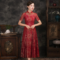Bride Wedding Mother Dress Red Cheongsam 2021 Spring Summer Banquet Improved Dress Wedding Dress