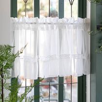 White gauze curtain small window chiffon bay window curtain short curtain bedroom study partition cabinet curtain short curtain