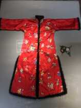  Cloud decoration totem original design long coat ethnic style hand-embroidered Baizi figure plus cotton and wool warm windbreaker outer cloak