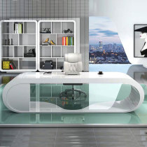 Creative Minimalist White Baking Varnish Boss Table Arc Single Large Bandai Briefing Modern Manager Desk Chair Composition