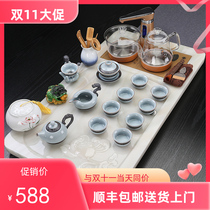 Light luxury jade fully automatic integrated tea tray modern minimalist household Kung Fu tea set set glass electrical stone tea table