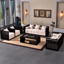 New Chinese sofa modern solid wood fabric sofa combination sales office model room Zen living room furniture customization