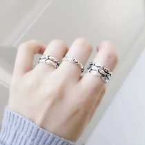 Fish group ring small fish opening ring S925 silver plated Thai silver ring diver couple pair ring size adjustable