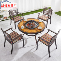 Patio Outdoor Barbecue Table And Chairs Villa Terrace Casual Outdoor Smoke-free Electric Baking Open Cast Aluminum Carbon Toasting Combined Household