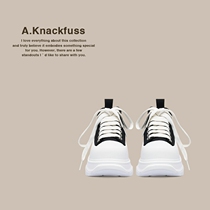 ULOVAZN Japanese light luxury small white shoes womens autumn and winter casual all-match thick bottom heightened canvas shoes daddy shoes ins