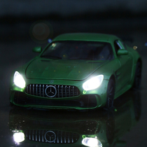 Large running AMG sports car model GTR alloy car model children sound and light return power toy small car simulation car model