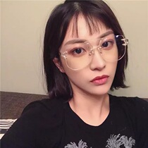 Net red Borrr Fangbo Wang Liuwen Dazhuang same flat glasses female super large frame transparent glasses tide