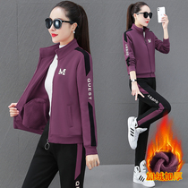 BBQ Plus Suede Thickened Casual Sportswear Suit Woman Autumn Winter 2022 Warm Goat Velvet Coat Jacket Two-piece Jacket
