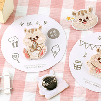 Hamster baby clothes dress dressing stickers schoolbag childrens brooch pin badge cartoon little squirrel cute accessories
