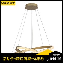 Circular chandelier modern simple luxury restaurant living room lamp bedroom crystal lamp light luxury lamp round chandelier led