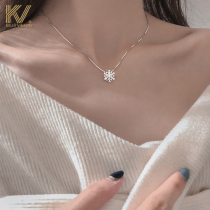 925 sterling silver snowflake necklace niche design female tide choker ins cold wind light luxury simple temperament Net Red