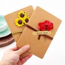 Creative birthday Valentines Day greeting card flower Kraft paper blessing card handmade high-end dry flower diy Teachers Day card