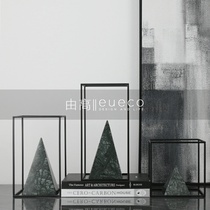 Model Room Light Lavish Geometric Marble Pyramid Metal Frame Sales Floor Home Art Soft Decorations Hem