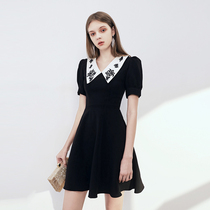 Black evening dress skirt short French Hepburn style small black dress adult ceremony birthday party dress usually wear