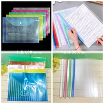 Plastic transparent a4 button file bag stick folder A4 file set data file bag storage office supplies