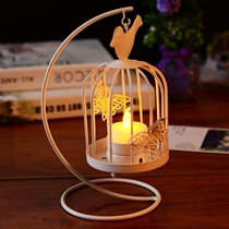 European retro creative birdcage iron candlestick decoration home living room soft decoration decoration candlestick crafts