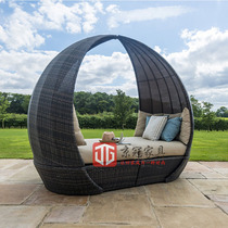 Outdoor leisure creative large birds nest rattan chair sofa combination resort sun room courtyard open-air rattan sofa