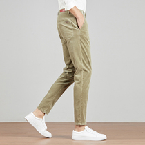 Hong Kong Spring Mens Light Core Suede Pants 2022 Fit Small Leggings Pants Business Casual Bars Suede Mens Pants Korean Version Trend