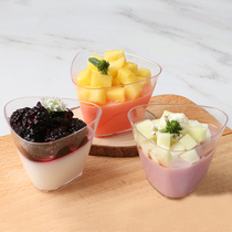 Triangular Mu Si Cup Disposable Plastic Transparent Ice Cream Cup Cake Cup Dessert Table Trial Cup with lid