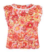  2021 POUPETTE ST BARTH Lotus Leaf Side Printed Blouse Jersey