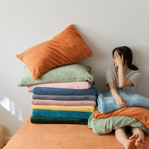 (Fuji Shop) Warm Pure Color Thickened Milk Suede Coral Fleece Velvet Bed Linen Winter Warm Suede Sheets