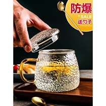 Hammer glass with handle with lid handle tea separation cup ins wind household simple tea cup