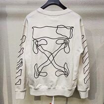 OFF OW white 2019 New irregular Sketch line embroidery mens and womens round neck sleeve sweater coat