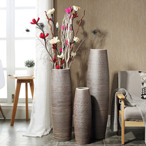 Modern simple living room entrance floor-to-ceiling decoration large gray vase high home hotel shopping mall ornaments inserted dried flowers