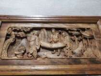 Generation character Qin Chess Painting and Calligraphy antique antique boutique wood carving generation wood carving Fidelity package Old clear carving board