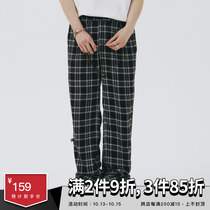 SAMESAME21SS summer thin black and white lattice pants straight Joker vintage casual trousers men and women trend