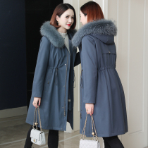 zqqz Parker coat womens long 2021 New raccoon fur collar Rex rabbit hair liner fur coat 01-8