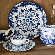 W1962 Outlet Australia Ceramic Twill Bohemian Watercolor Floral Pattern Cutlery 10 Inch Tray Coffee Cup