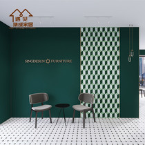 Light luxury solid color spot dark green background wall panel bamboo and wood fiber integrated wall panel to map custom splicing gusset