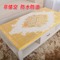  Tablecloth waterproof anti-scalding oil-proof wash-in PVC plastic coffee table mat Bronzing non-hollow rectangular tablecloth placemat