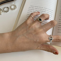 The Trendy Law of the Tong Body 925 Pure Silver Retro Personality Opening Ring Female minimalist Cross Ring