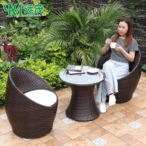 Yuanmao outdoor Net red balcony small table and chair one table and two chairs leisure tea table and chair combination small apartment chair rattan chair