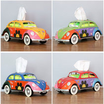 Retro Creative Iron Art Beetle Bus Tissue Box Pumping Cardboard Boxes Model Props Coffee Shop KYV Pendulum