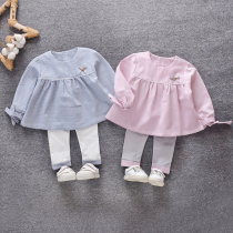 Girls Net red suit foreign atmosphere 1 year old 3 childrens clothing Spring small children spring and autumn baby wear 2 female baby spring clothes