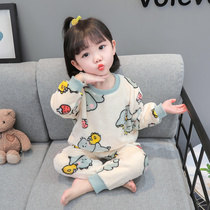 Girls Coral Velvet Pajamas Baby Autumn Winter Flnnel Household Dress Girl Winter Head Mint Child Winter