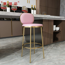 Modern bar chair backrest counter stool Nordic jewelry store special stool Simple front desk cashier high foot bar wrought iron