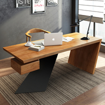 Solid wood desk Simple modern industrial style loft desktop computer desk workbench boss president desk desk