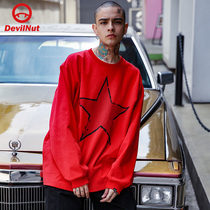 DEVIL NUT Tide brand demon men Chinese red New Year red red long sleeve T-DNFC AET