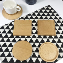 Beech teacup Wooden coaster Creative Kung Fu tea set Home placemat cup holder Solid wood small plate coaster Starting from 5 shots